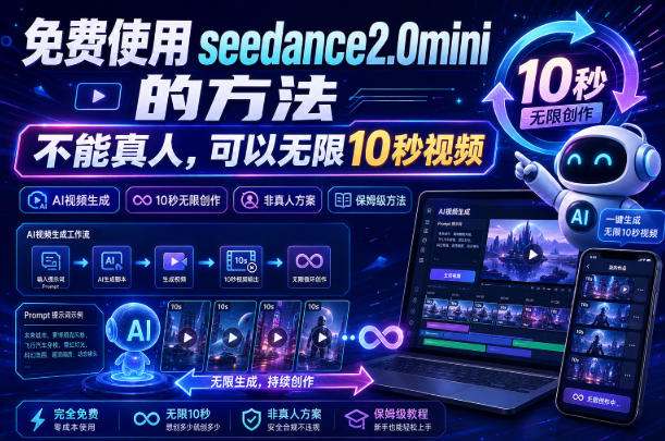 免费使用seedance2.0mini的方法，不能真人，可以无限10秒视频，9图+3音频参考网赚项目-副业赚钱-互联网创业-资源整合老八网赚资源