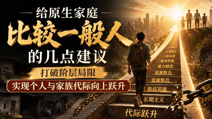 付费文章：给原生家庭比较一般人的几点建议，打破阶层局限，实现个人与家族代际向上跃升网赚项目-副业赚钱-互联网创业-资源整合老八网赚资源