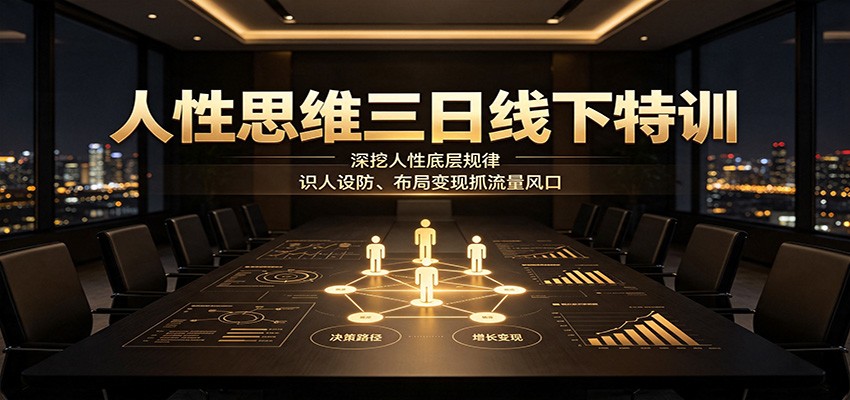 人性思维三日线下特训：深挖人性底层规律，识人设防、布局变现抓流量风口网赚项目-副业赚钱-互联网创业-资源整合老八网赚资源