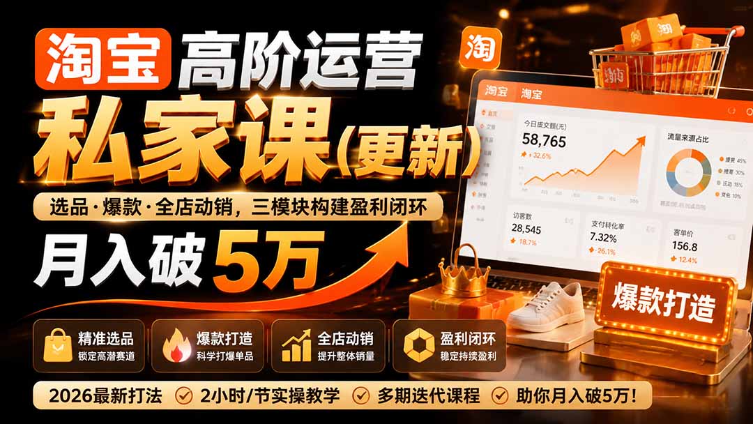 淘宝高阶运营私家课(更新26年网赚项目-副业赚钱-互联网创业-资源整合老八网赚资源