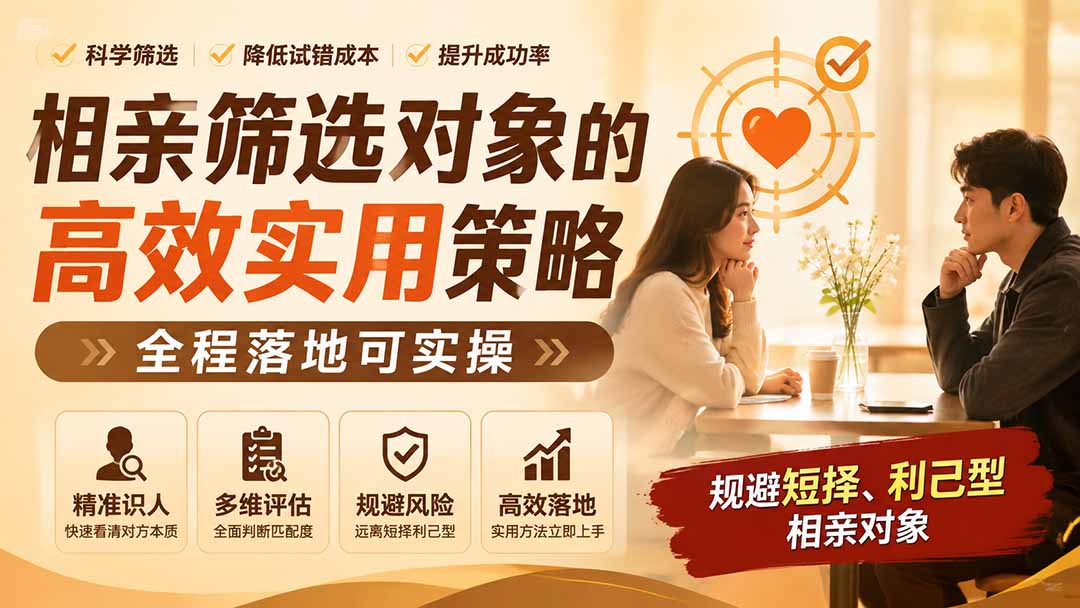 付费文章：相亲筛选对象的高效实用策略，全程落地可实操，规避短择、利己型相亲对象网赚项目-副业赚钱-互联网创业-资源整合老八网赚资源