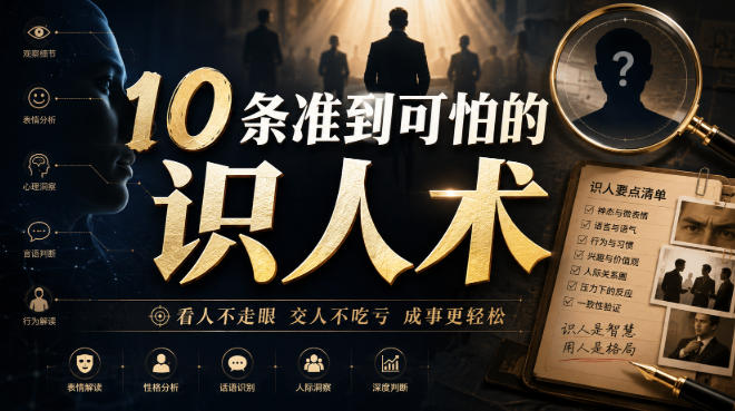 付费文章：10条准到可怕的识人术网赚项目-副业赚钱-互联网创业-资源整合老八网赚资源
