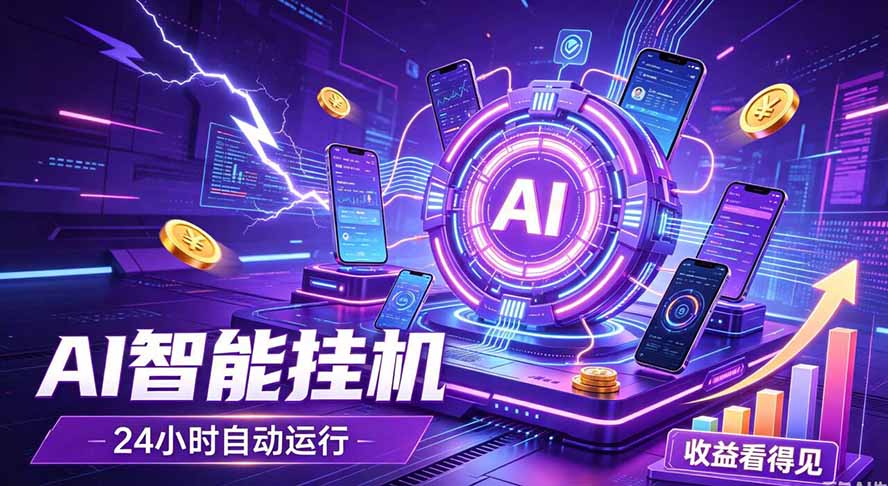 AI智能广告挂机，躺赚新模式 设备托管运行，解放双手持续变现网赚项目-副业赚钱-互联网创业-资源整合老八网赚资源