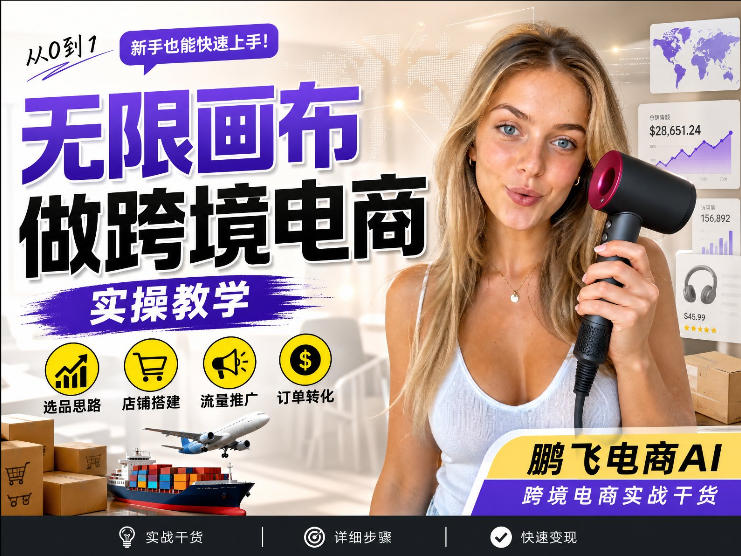 【跨境电商必备】AI无线画布制作商品宣传视频，四步搞定，无线画布工作流，操作简单好上手网赚项目-副业赚钱-互联网创业-资源整合老八网赚资源