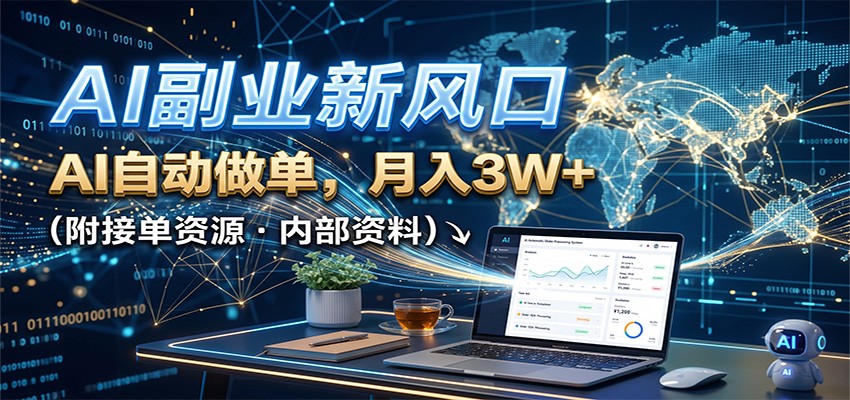 AI副业新风口,AI自动做单,月入3W+,附接单资源网赚项目-副业赚钱-互联网创业-资源整合老八网赚资源