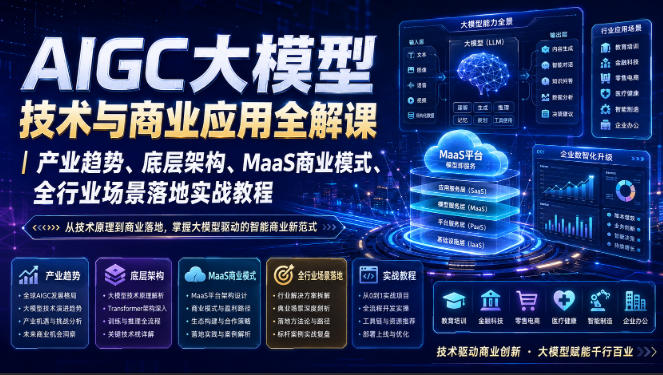 AIGC大模型技术与商业应用全解课｜产业趋势、底层架构、MaaS商业模式、全行业场景落地实战教程网赚项目-副业赚钱-互联网创业-资源整合老八网赚资源