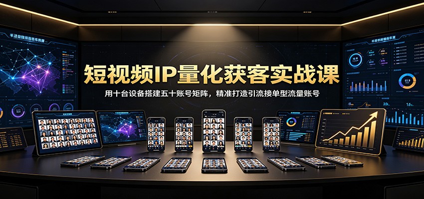 短视频IP量化获客实战课：用十台设备搭建五十账号矩阵，精准打造引流接单型流量账号网赚项目-副业赚钱-互联网创业-资源整合老八网赚资源