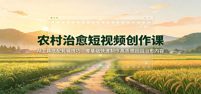 农村治愈短视频创作课：AI工具搭配剪辑技巧，零基础快速制作高质感田园治愈内容网赚项目-副业赚钱-互联网创业-资源整合老八网赚资源