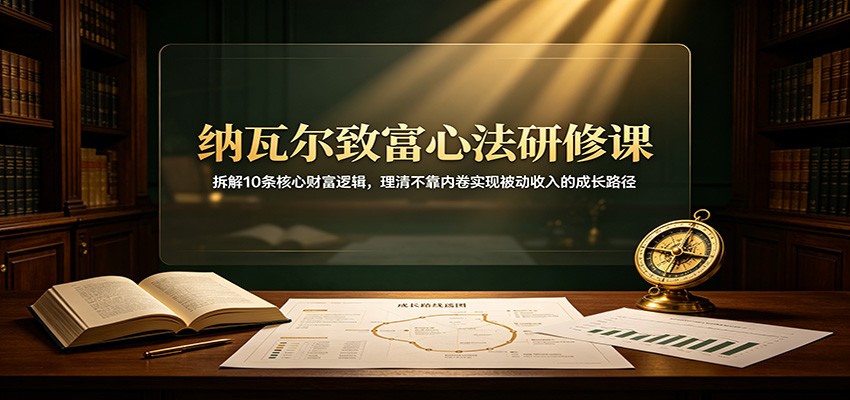 纳瓦尔致富心法研修课:拆解10条核心财富逻辑,理清不靠内卷实现被动收入的成长路径网赚项目-副业赚钱-互联网创业-资源整合老八网赚资源