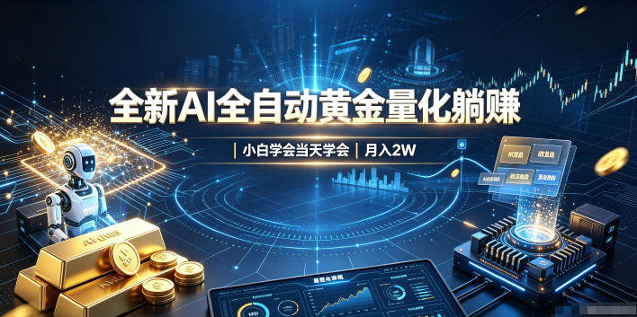 全新AI全自动黄金量化躺賺：小白学会当天学会，月入2W！【揭秘】网赚项目-副业赚钱-互联网创业-资源整合老八网赚资源