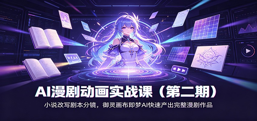 AI漫剧动画实战课(第二期)：小说改写剧本分镜，御灵画布即梦AI快速产出完整漫剧作品网赚项目-副业赚钱-互联网创业-资源整合老八网赚资源