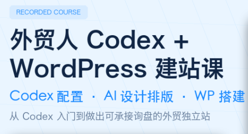 大卫·外贸人Codex + WordPress建站课(更新8月)网赚项目-副业赚钱-互联网创业-资源整合老八网赚资源