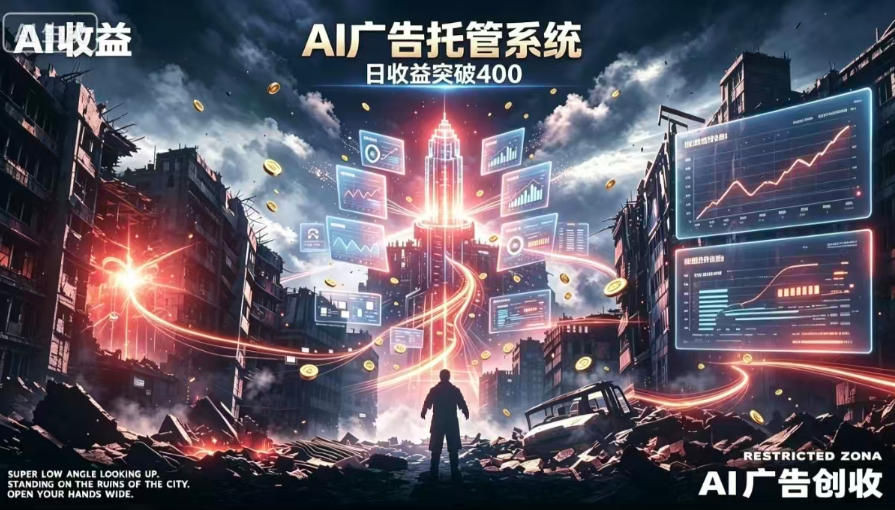 AI智能广告，全自动化运行，单日可达400+，小白新手0基础上手【揭秘】网赚项目-副业赚钱-互联网创业-资源整合老八网赚资源