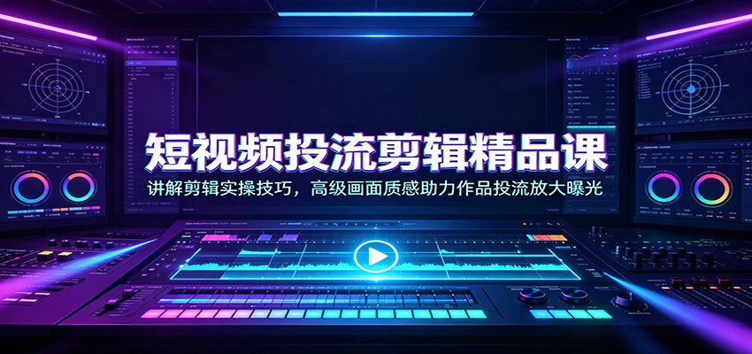 短视频投流剪辑精品课：讲解剪辑实操技巧，高级画面质感助力作品投流放大曝光网赚项目-副业赚钱-互联网创业-资源整合老八网赚资源
