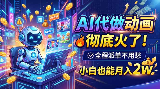 AI代做动画，彻底火了！全程派单不用愁，小白也能月入2W网赚项目-副业赚钱-互联网创业-资源整合老八网赚资源