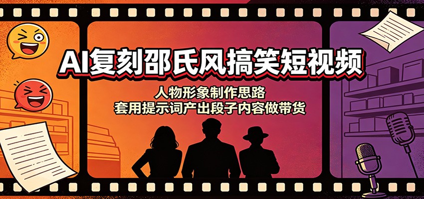 AI复刻邵氏风搞笑短视频：人物形象制作思路，套用提示词产出段子内容做带货网赚项目-副业赚钱-互联网创业-资源整合老八网赚资源