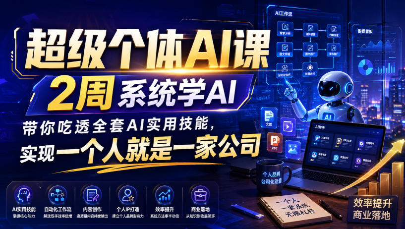超级个体AI课，2周系统学AI，带你吃透全套AI实用技能，实现一个人就是一家公司网赚项目-副业赚钱-互联网创业-资源整合老八网赚资源