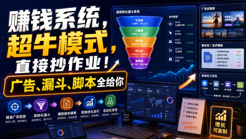 9417cf6b7bd55da1fbd51c968871973f.jpeg 賺钱系统,超牛模式,直接抄作业!广告、漏斗、脚本全给你【原创双语字幕】