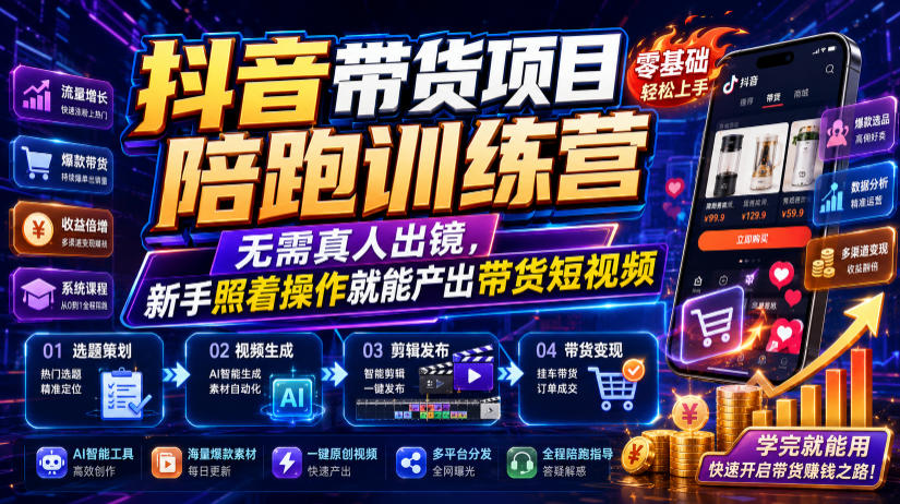acb6723576163b47dc719ad2d9e28f3e.jpeg 抖音带货项目陪跑训练营,无需真人出镜,新手照着操作就能产出带货短视频(更新0811)