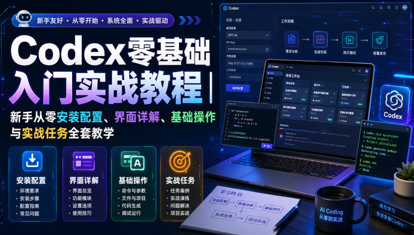 Codex零基础入门实战教程｜新手从零安装配置、界面详解、基础操作与实战任务全套教学网赚项目-副业赚钱-互联网创业-资源整合老八网赚资源