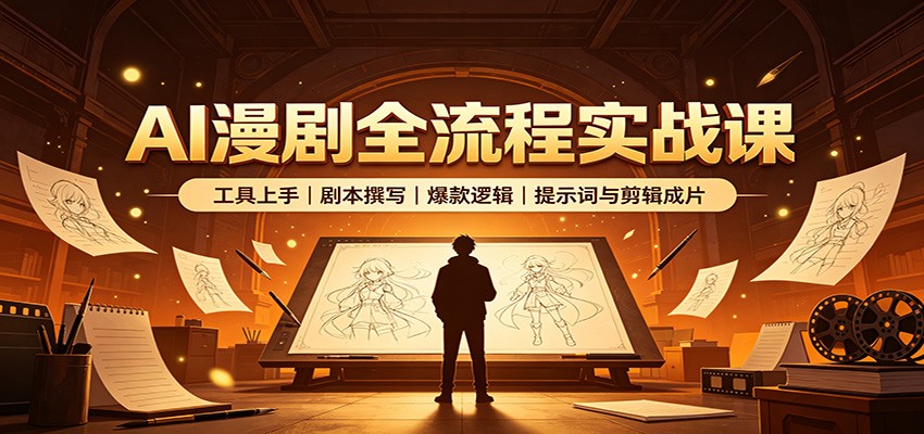 AI漫剧全流程实战课：工具上手、剧本撰写、爆款逻辑、提示词与剪辑成片网赚项目-副业赚钱-互联网创业-资源整合老八网赚资源