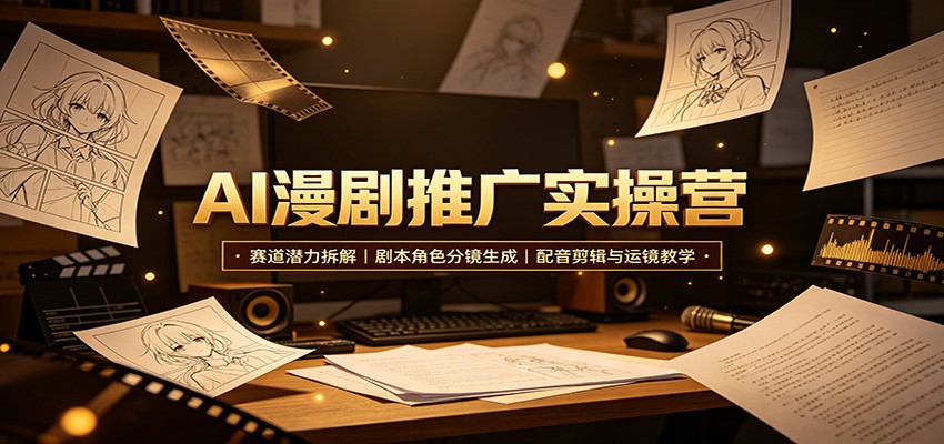AI漫剧推广实操营：赛道潜力拆解，剧本角色分镜生成，配音剪辑与运镜教学网赚项目-副业赚钱-互联网创业-资源整合老八网赚资源