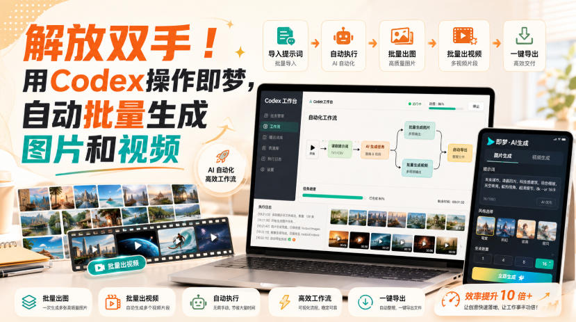 解放双手！用Codex操作即梦，自动批量生成图片和视频网赚项目-副业赚钱-互联网创业-资源整合老八网赚资源