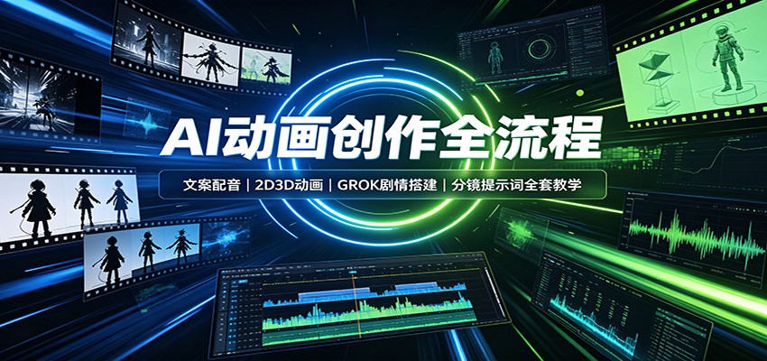 AI动画创作全流程:文案配音,2D3D动画,GROK剧情搭建,分镜提示词全套教学网赚项目-副业赚钱-互联网创业-资源整合老八网赚资源