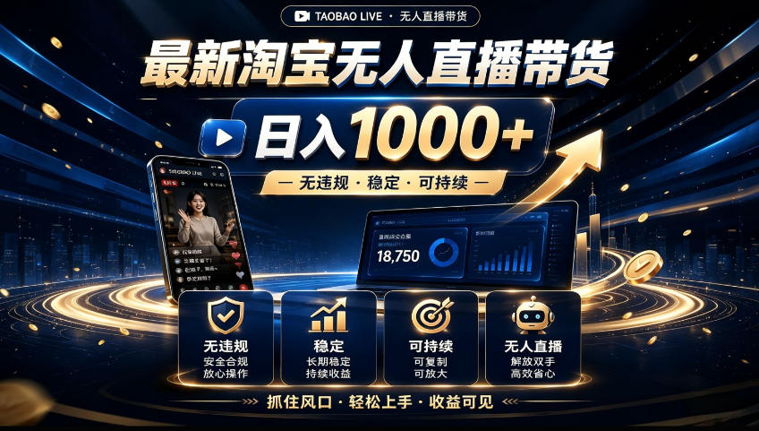 2026淘宝无人直播15.0，独家新技术，不用露脸、不用熬夜，自动直播自动出单，25小时卖17W【揭秘】网赚项目-副业赚钱-互联网创业-资源整合老八网赚资源