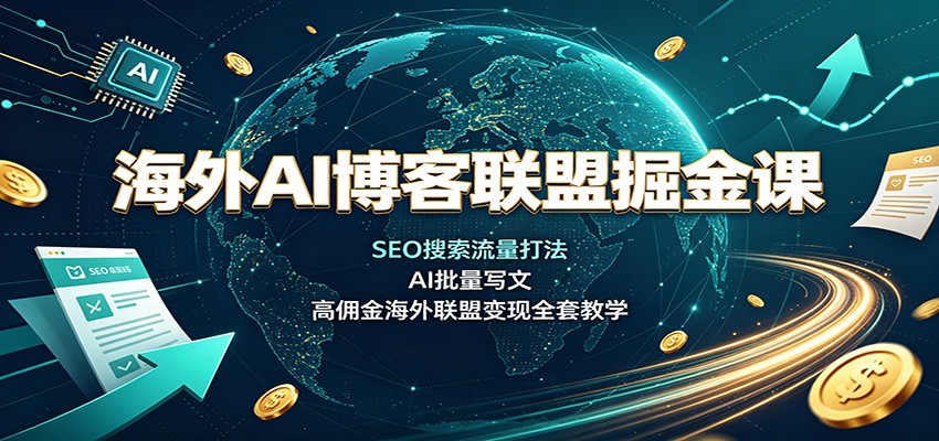 海外AI博客联盟掘金课：SEO搜索流量打法，AI批量写文，高佣金海外联盟变现全套教学网赚项目-副业赚钱-互联网创业-资源整合老八网赚资源