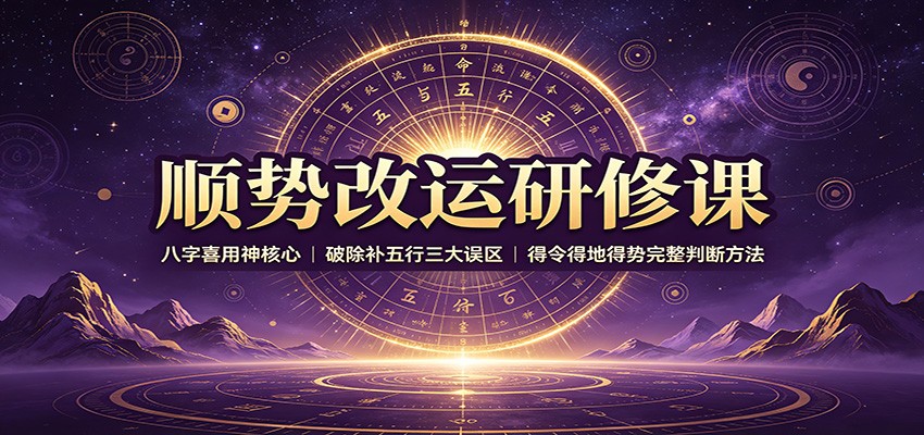 顺势改运研修课：八字喜用神核心，破除补五行三大误区，得令得地得势完整判断方法网赚项目-副业赚钱-互联网创业-资源整合老八网赚资源