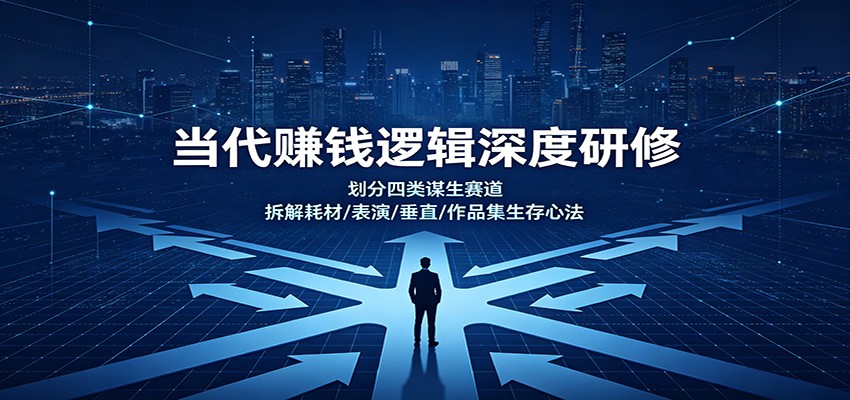 当代赚钱逻辑深度研修：划分四类谋生赛道，拆解耗材/表演/垂直/作品集生存心法网赚项目-副业赚钱-互联网创业-资源整合老八网赚资源