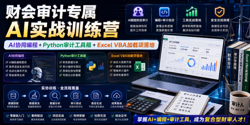 财会审计专属AI实战训练营｜AI协同编程+Python审计工具箱+Excel VBA加载项落地(更新0816)网赚项目-副业赚钱-互联网创业-资源整合老八网赚资源