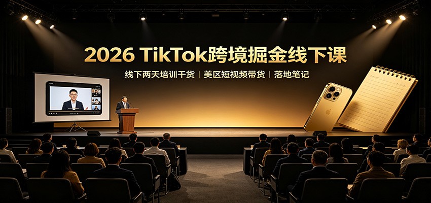 2026 TikTok跨境掘金线下课：线下两天培训干货，美区短视频带货落地笔记网赚项目-副业赚钱-互联网创业-资源整合老八网赚资源