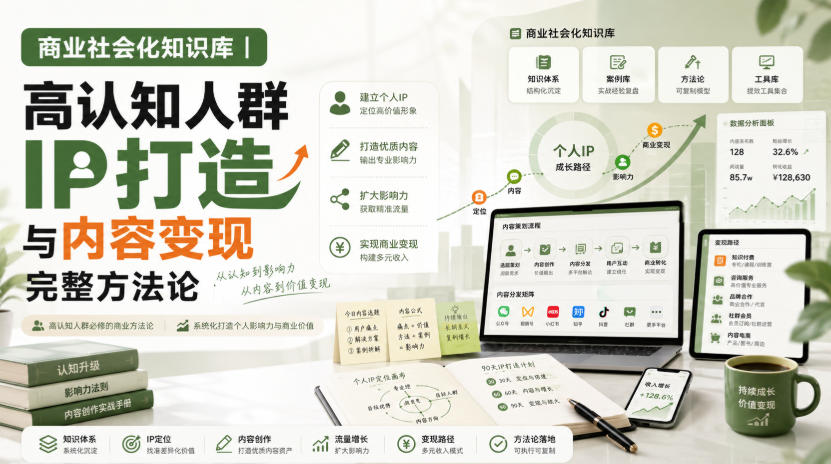 商业社会化知识库｜高认知人群IP打造与内容变现完整方法论【文档】网赚项目-副业赚钱-互联网创业-资源整合老八网赚资源