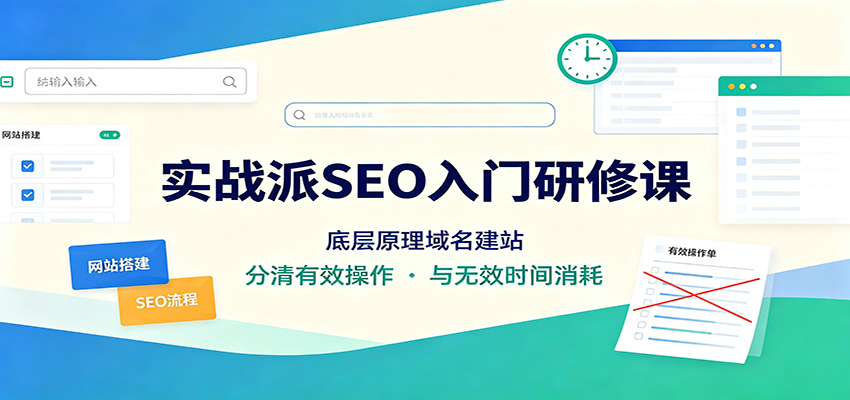 实战派SEO入门研修课：底层原理域名建站，分清有效操作与无效时间消耗网赚项目-副业赚钱-互联网创业-资源整合老八网赚资源