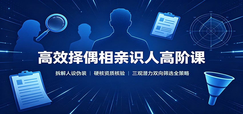 高效择偶相亲识人高阶课：拆解人设伪装，硬核资质核验，三观潜力双向筛选全策略网赚项目-副业赚钱-互联网创业-资源整合老八网赚资源