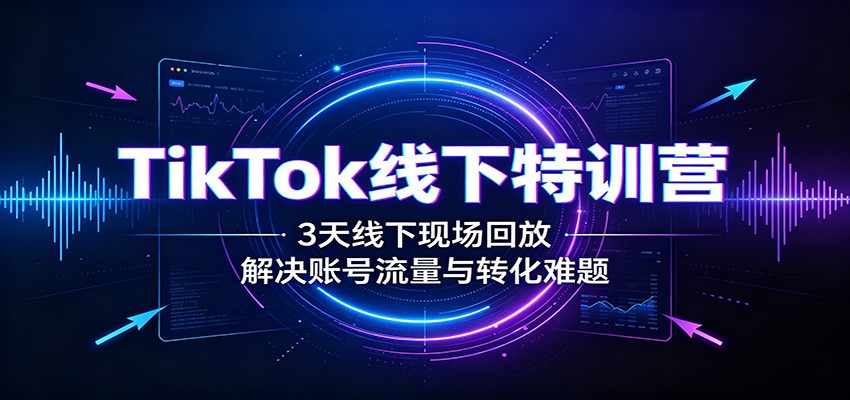 TikTok线下特训营：3天线下现场回放，解决账号流量与转化难题网赚项目-副业赚钱-互联网创业-资源整合老八网赚资源