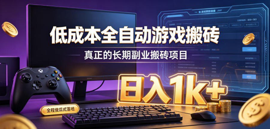 低成本全自动游戏搬砖，真正的长期副业搬砖项目，日入1k+，全程傻瓜式落地【揭秘】网赚项目-副业赚钱-互联网创业-资源整合老八网赚资源