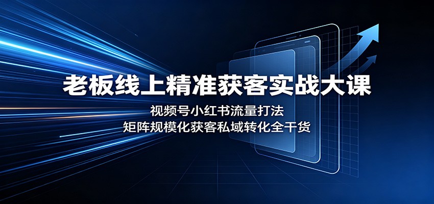 老板线上精准获客实战大课：视频号小红书流量打法，矩阵规模化获客私域转化全干货网赚项目-副业赚钱-互联网创业-资源整合老八网赚资源