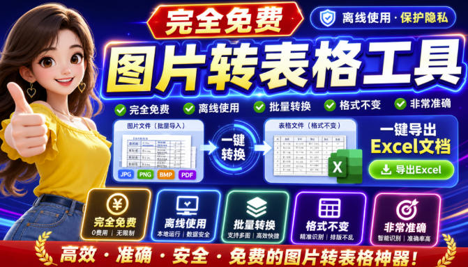 23deccdaacaab4d5ded0ee8147803f12.jpeg 图片表格识别提取工具,支持一键从图片中智能提取表格并导出Excel文件,可离线免网运行,FastTableOCR