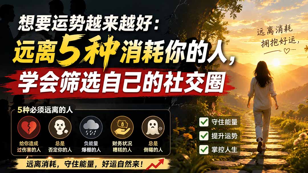 28706bcac1a6064bde11e522a0b44313.jpeg 付费文章:想要运势越来越好:远离5种消耗你的人,学会筛选自己的社交圈