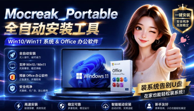 Mocreak全自动安装office和win10、win11系统，告别U盘装系统，使用安全可靠网赚项目-副业赚钱-互联网创业-资源整合老八网赚资源