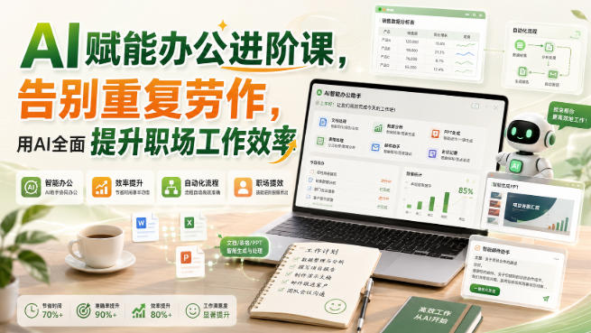 AI赋能办公进阶课，告别重复劳作，用AI全面提升职场工作效率网赚项目-副业赚钱-互联网创业-资源整合老八网赚资源