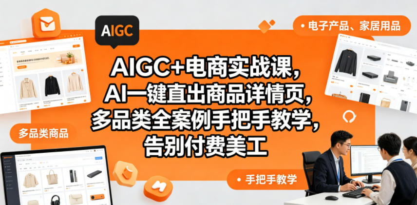 AIGC+电商实战课，AI一键直出商品详情页，多品类全案例手把手教学，告别付费美工(更新0820)网赚项目-副业赚钱-互联网创业-资源整合老八网赚资源