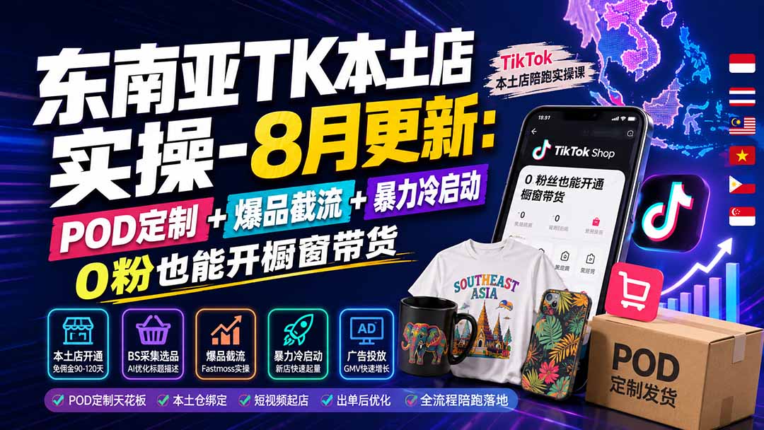 e18cce72db435b53a57d2a7e0fb3a844.jpeg 东南亚TK本土店实操-8月更新:POD定制+爆品截流+暴力冷启动,0粉也能开橱窗带货
