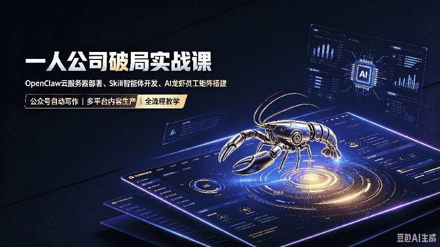 一人公司破局实战课｜OpenClaw云服务器部署、Skill智能体开发、AI龙虾员工矩阵搭建，公众号自动写作与多平台内容…网赚项目-副业赚钱-互联网创业-资源整合老八网赚资源