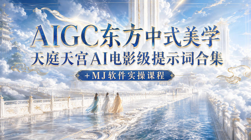AIGC东方中式美学天庭天宫AI电影级提示词合集+MJ软件实操课程网赚项目-副业赚钱-互联网创业-资源整合老八网赚资源