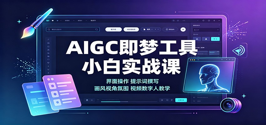 AIGC即梦工具小白实战课：界面操作，提示词撰写，画风视角氛围视频数字人教学网赚项目-副业赚钱-互联网创业-资源整合老八网赚资源