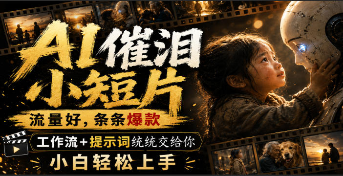 AI催泪小短片，流量好，条条爆款，工作流+提示词统统交给你，小白轻松上手网赚项目-副业赚钱-互联网创业-资源整合老八网赚资源